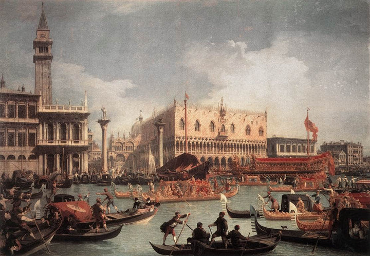 The Bucintore Returning to the Molo on Ascension Day by Canaletto — hand-painted cultural oil painting reproduction on canvas