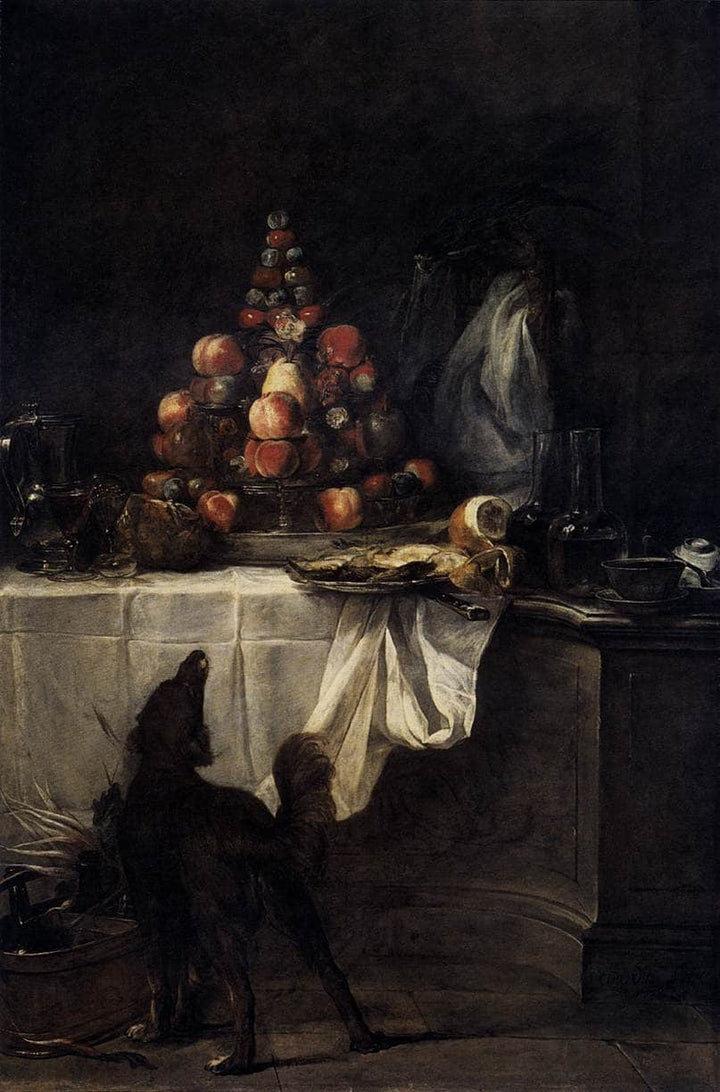The Buffet by Jean-Baptiste-Simeon Chardin — hand-painted animal oil painting reproduction on canvas