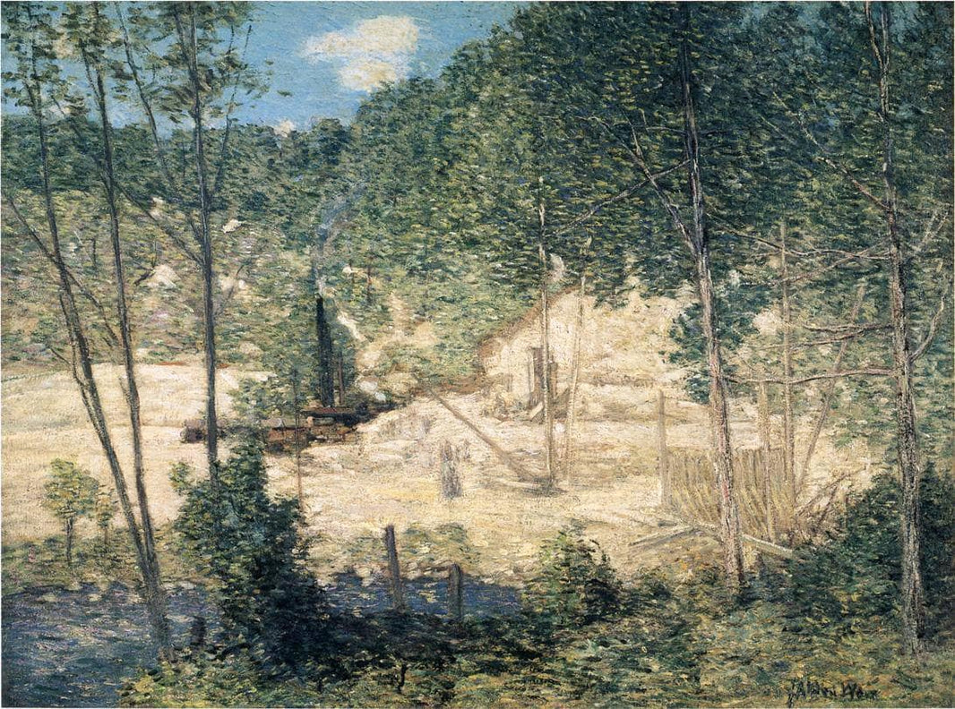 The Building of the Dam by Julian Alden Weir — hand-painted botanical oil painting reproduction on canvas