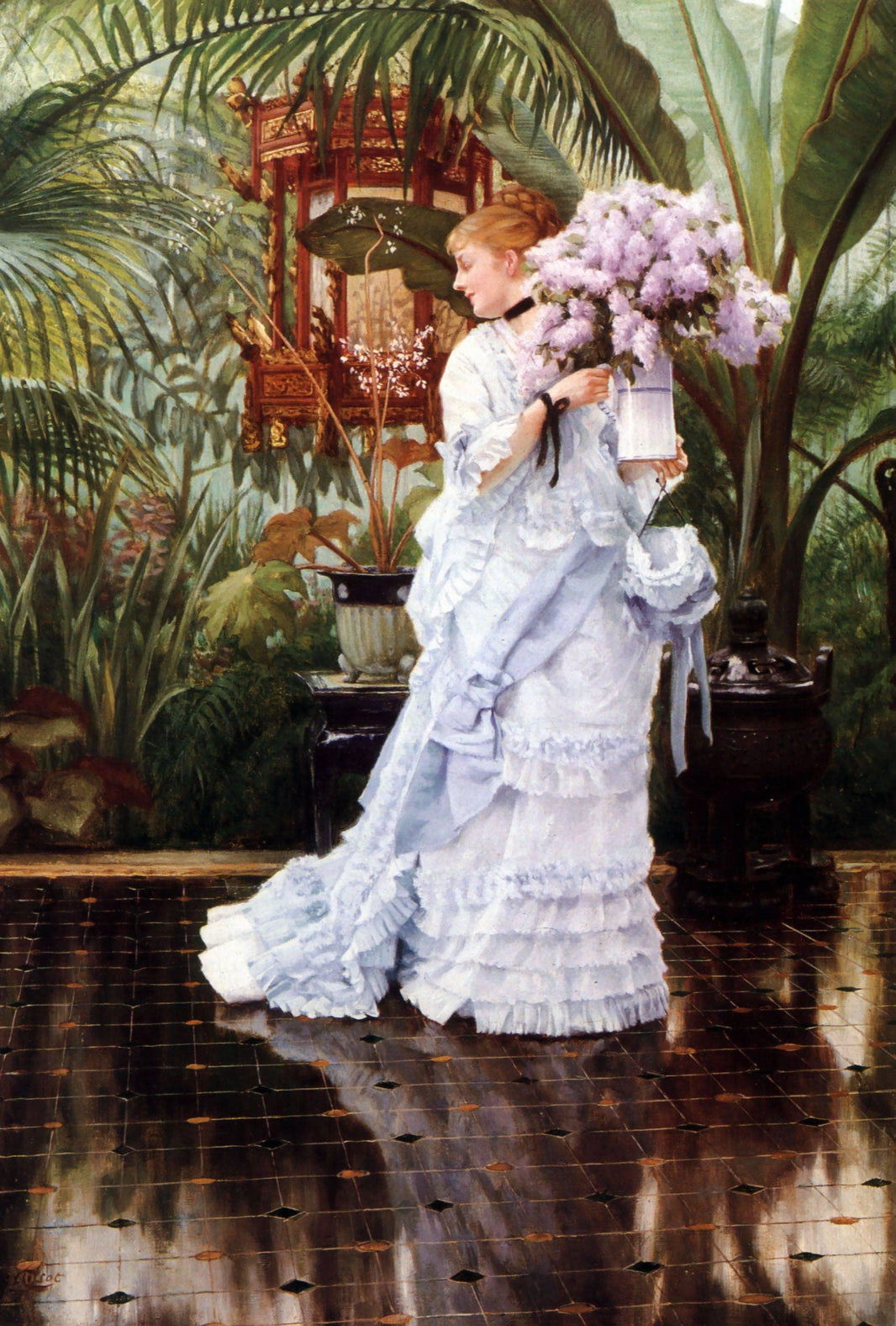The Bunch of Lilacs by James Tissot — hand-painted portrait oil painting reproduction on canvas