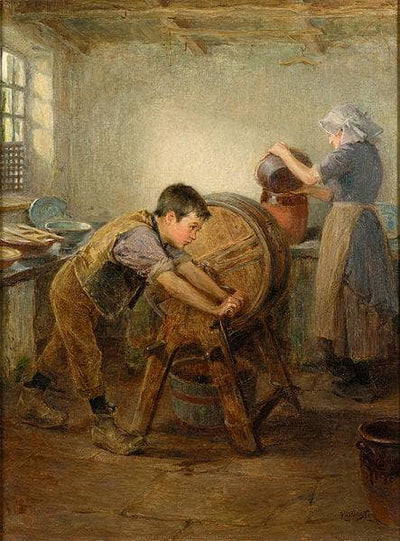The Butter Churn by Ralph Hedley — oil painting reproduction