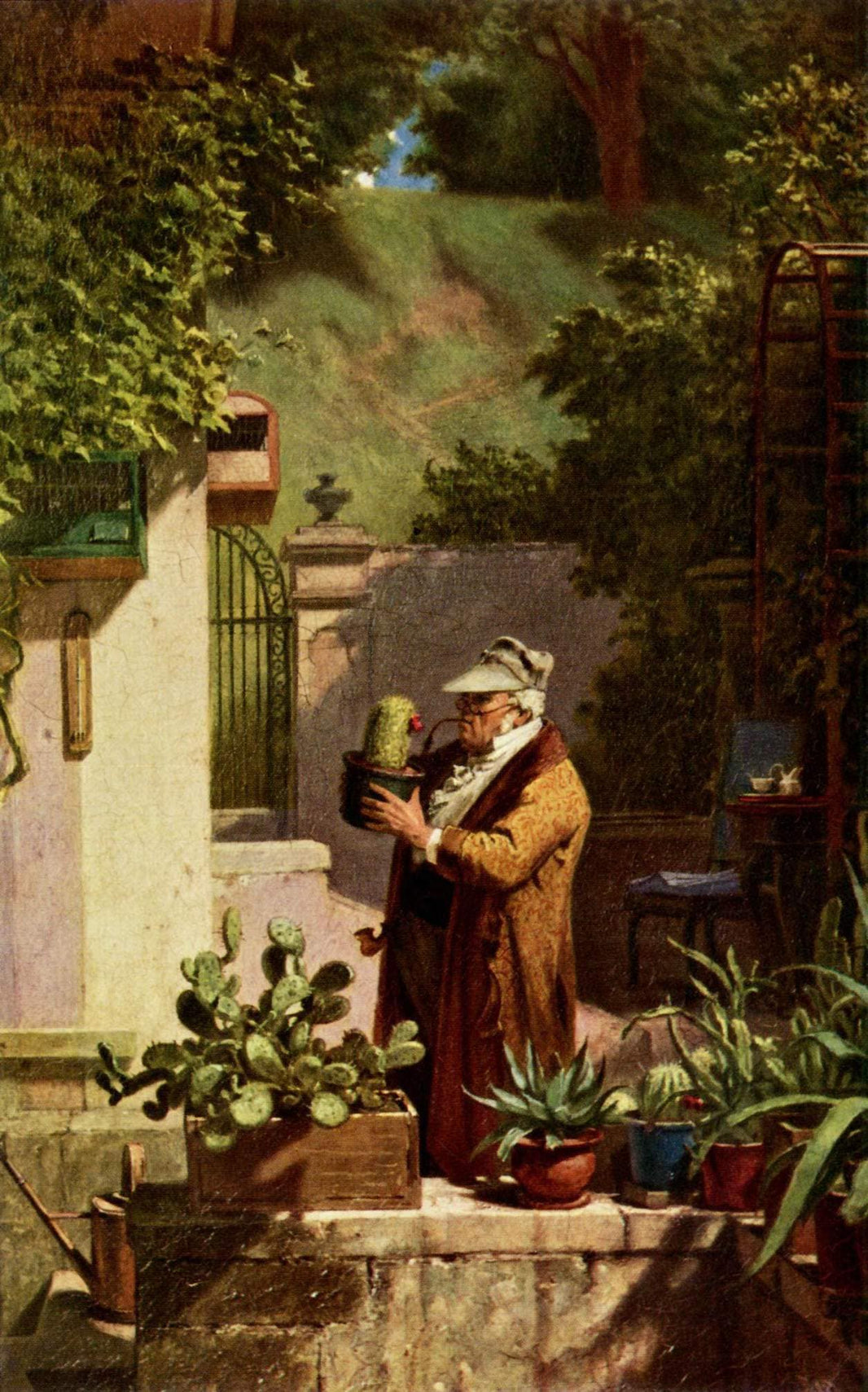 The Cactus Lover by Carl Spitzweg — hand-painted botanical oil painting reproduction on canvas