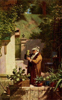The Cactus Lover by Carl Spitzweg — hand-painted botanical oil painting reproduction on canvas