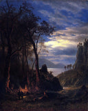 The Campfire by Albert Bierstadt — hand-painted botanical oil painting reproduction on canvas