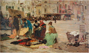 The Campo San Polo market in Venice on a Saturday - Giacomo Favretto