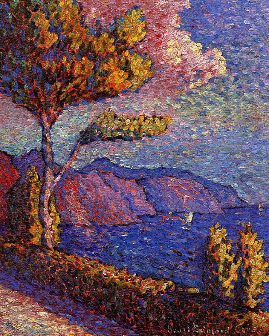 The Canal near St. Tropez by Henri-Edmond Cross — hand-painted botanical oil painting reproduction on canvas