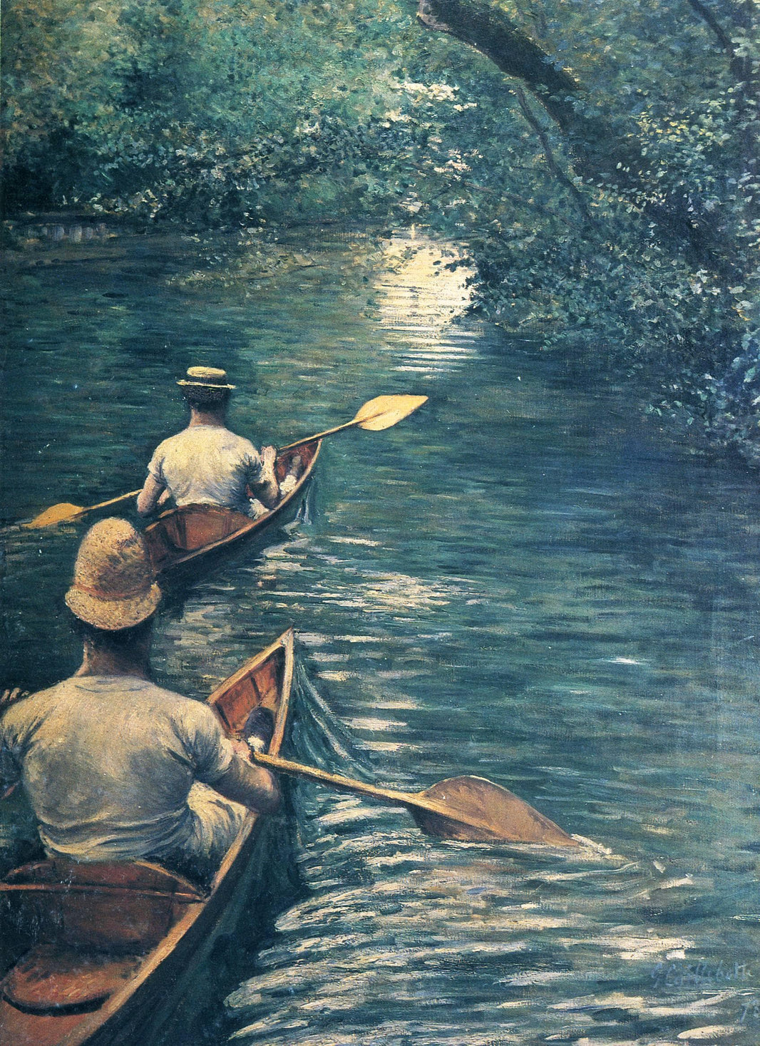 The Canoes by Gustave Caillebotte — hand-painted landscape oil painting reproduction on canvas