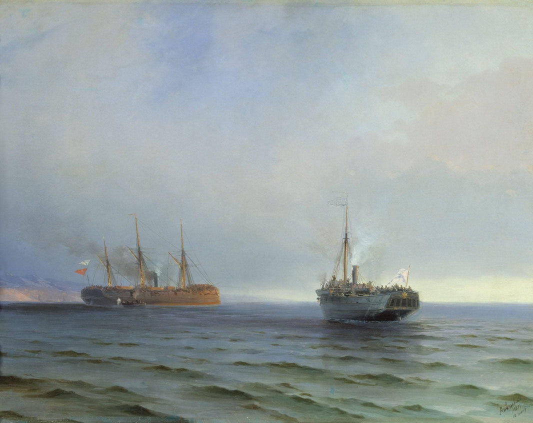 The capture of Turkish nave on Black sea by Ivan Aivazovsky — hand-painted landscape oil painting reproduction on canvas