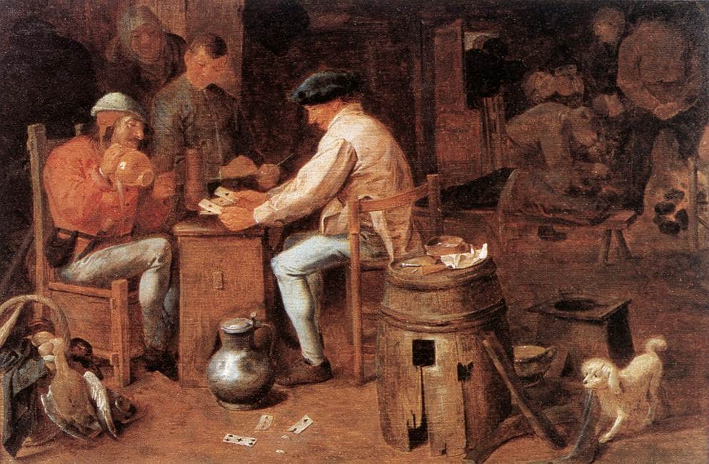 The Card Players by Adriaen Brouwer — hand-painted still oil painting reproduction on canvas