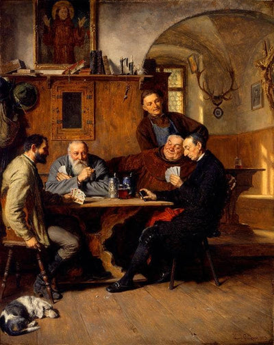 The Card Players by Eduard von Grützner — oil painting reproduction