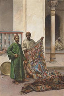 The carpet merchant by Gustavo Simoni — portraits oil painting wall art, Orientalism