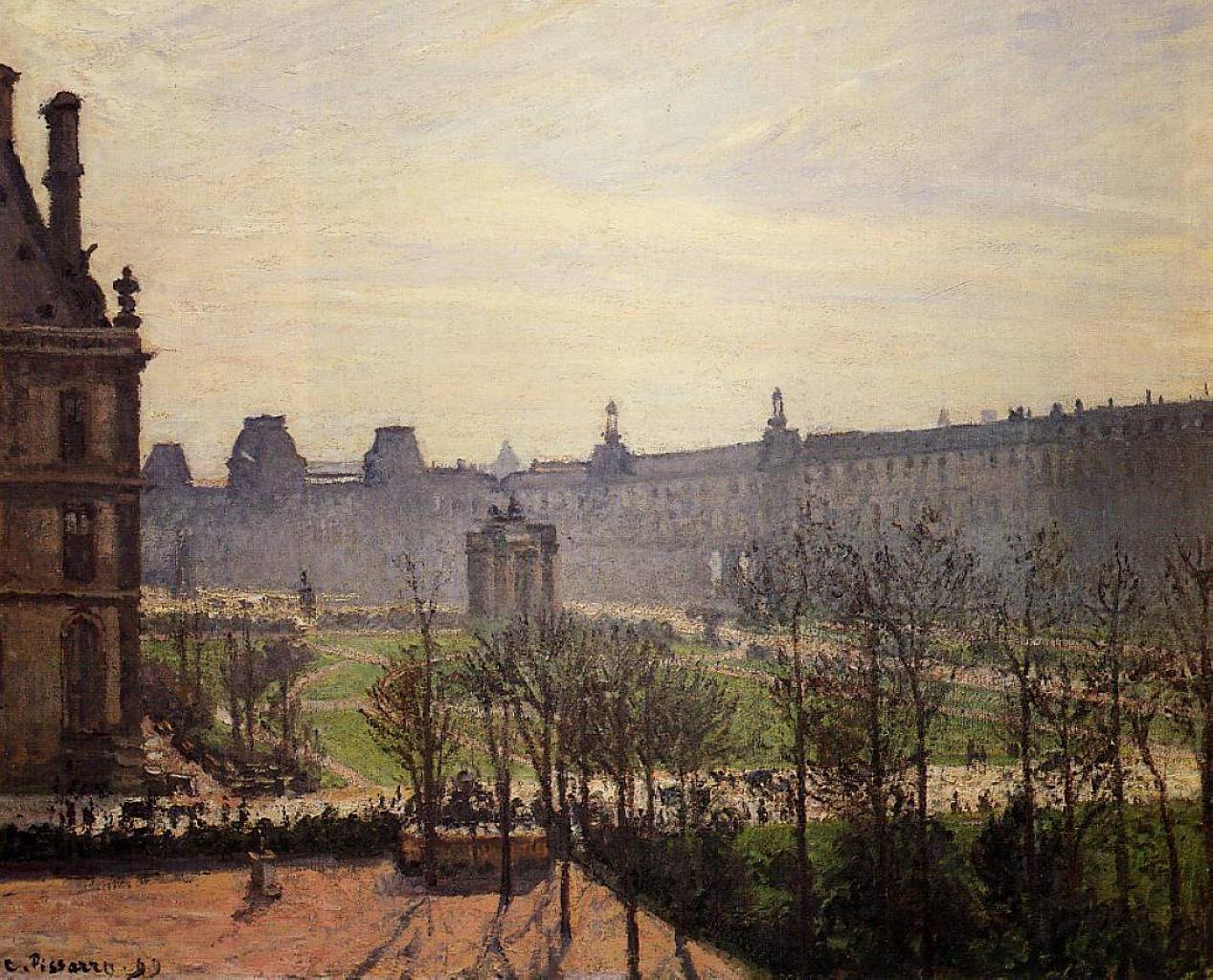 The Carrousel, Autumn, Morning - Camille Pissarro