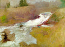 The Cascade in Spring by John Henry Twachtman — seascapes oil painting wall art, Impressionism