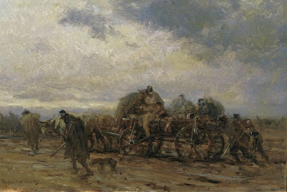 The transport of the wounded II by August von Pettenkofen — hand-painted landscape oil painting reproduction on canvas