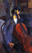 The Cellist by Amedeo Modigliani — male oil painting wall art, Expressionism