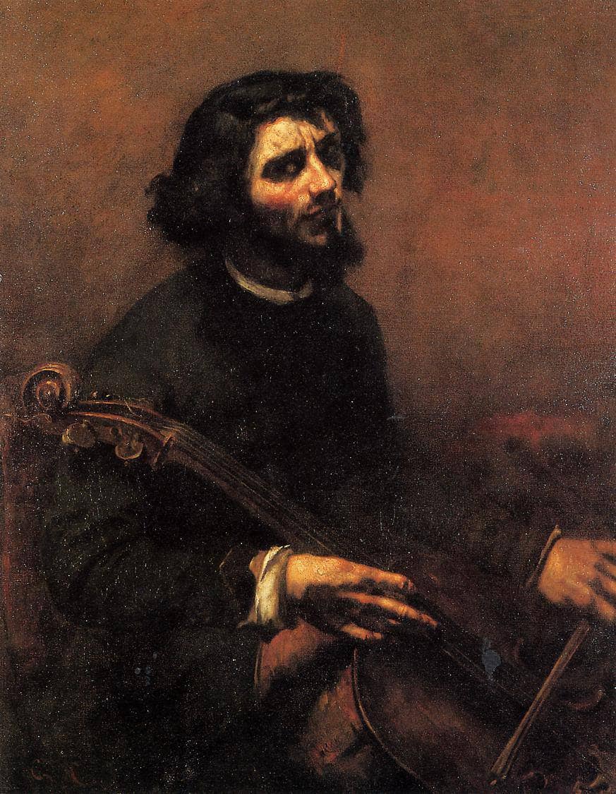 The Cellist, Self Portrait by Gustave Courbet — hand-painted portrait oil painting reproduction on canvas