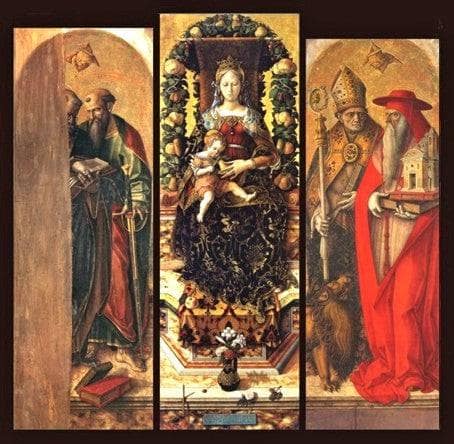 The central panels of the polyptych by Carlo Crivelli — hand-painted cultural oil painting reproduction on canvas
