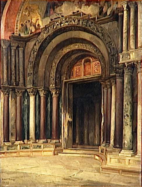 The central portal of St. Mark of Venice by Albert Maignan — hand-painted architectural oil painting reproduction on canvas