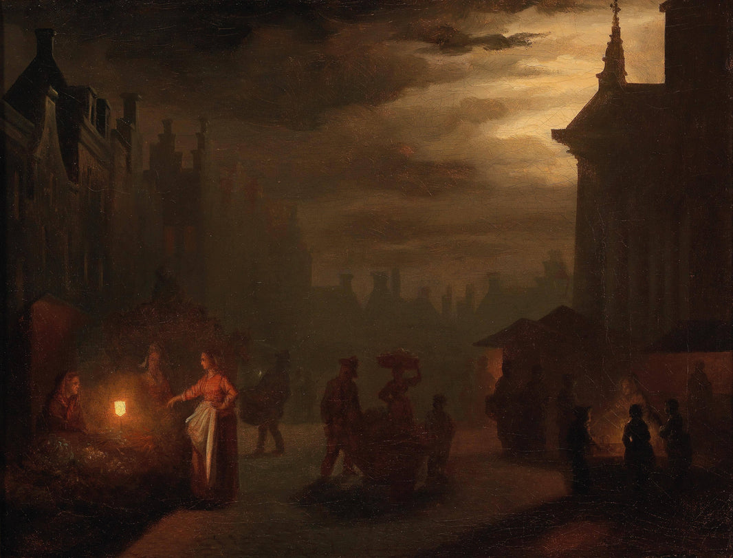 The Cheese Market in Rotterdam by Petrus van Schendel — hand-painted cultural oil painting reproduction on canvas