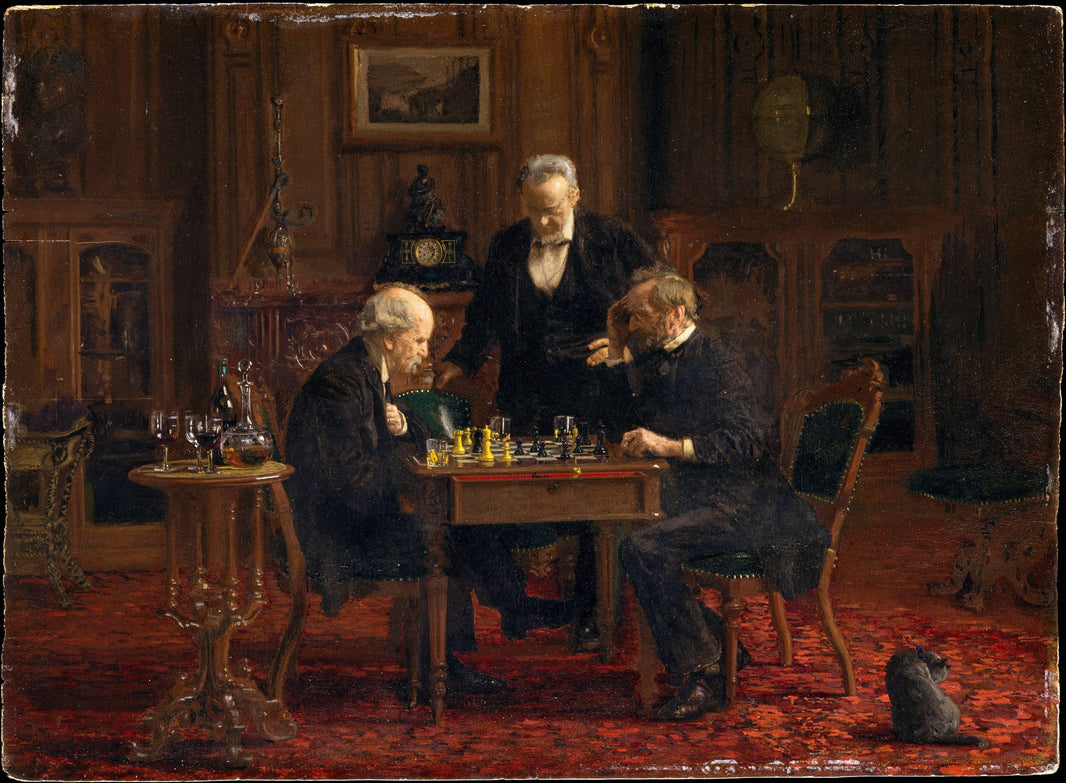 The Chess Player by Thomas Eakins — hand-painted portrait oil painting reproduction on canvas