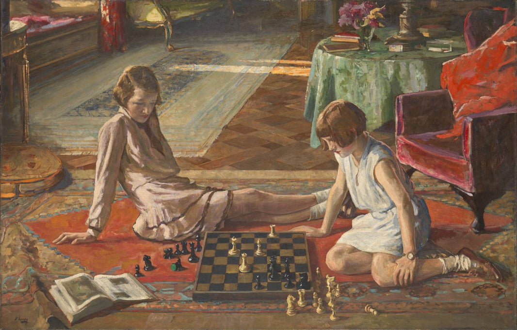 The Chess Players by John Lavery, hand-painted portrait oil painting reproduction on canvas