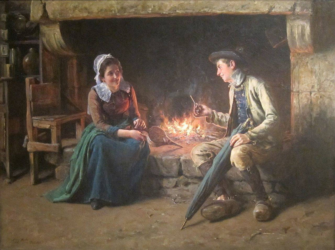 The chimney corner by Henry Mosler, hand-painted portrait oil painting reproduction on canvas
