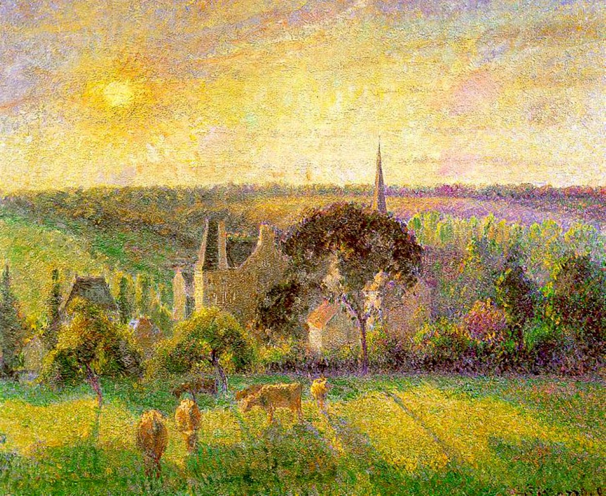 The Church and Farm of Eragny - Camille Pissarro