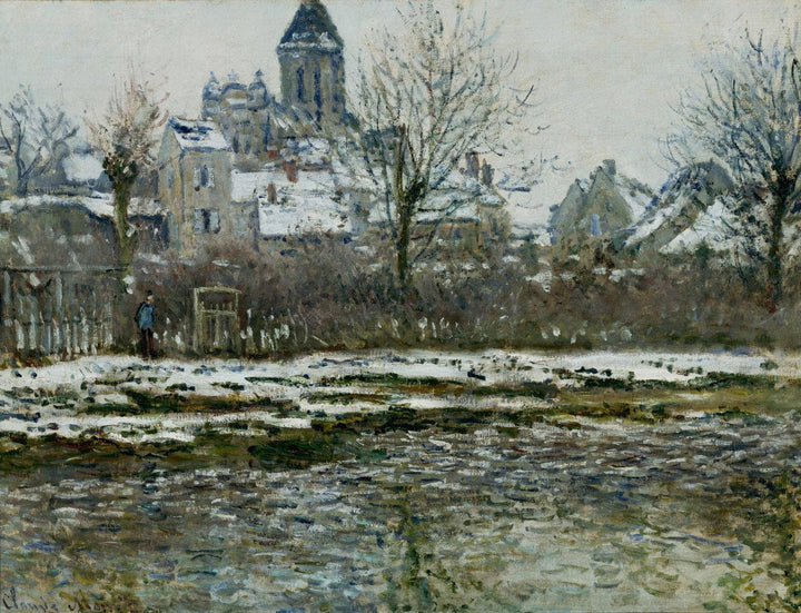 The Church at Vetheuil under Snow by Claude Monet — hand-painted botanical oil painting reproduction on canvas