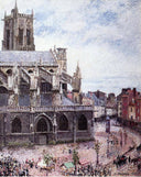 The Church of Saint Jacues, Dieppe, Rainy Weather by Camille Pissarro — landscapes oil painting wall art, Impressionism