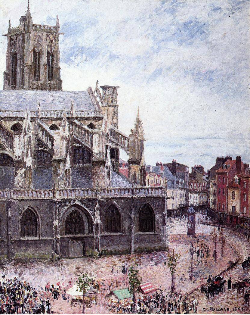 The Church of Saint Jacues, Dieppe, Rainy Weather - Camille Pissarro