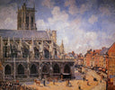 The Church of St Jacques in Dieppe, Morning Sun by Camille Pissarro — city oil painting wall art, Impressionism