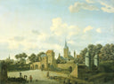 The church of St. Severin in Cologne in a fictive setting by Adriaen van de Velde — hand-painted architectural oil painting reproduction on canvas