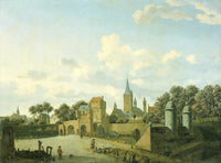 The church of St. Severin in Cologne in a fictive setting by Adriaen van de Velde — hand-painted architectural oil painting reproduction on canvas
