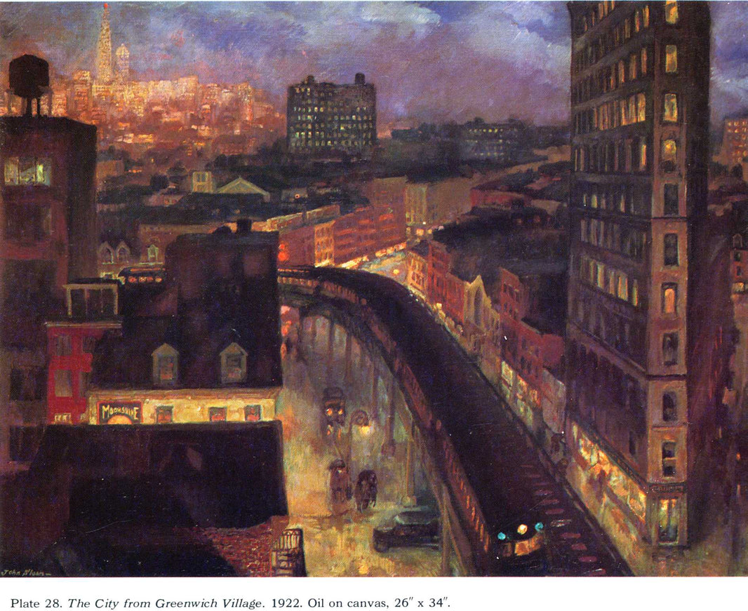 The City from Greenwich Village by John French Sloan — hand-painted architectural oil painting reproduction on canvas