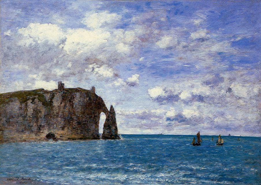 The Cliffs at Etretat by Eugene Boudin — hand-painted landscape oil painting reproduction on canvas