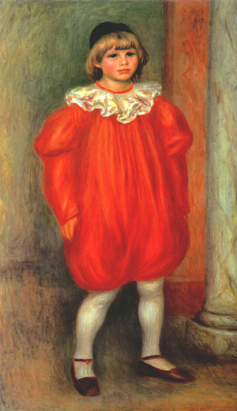 The Clown (Claude Ranoir in Clown Costume) by Pierre-Auguste Renoir — hand-painted portrait oil painting reproduction on canvas