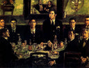 The Coffee Gathering Pombo by Jose Gutierrez Solana — group oil painting wall art, Expressionism