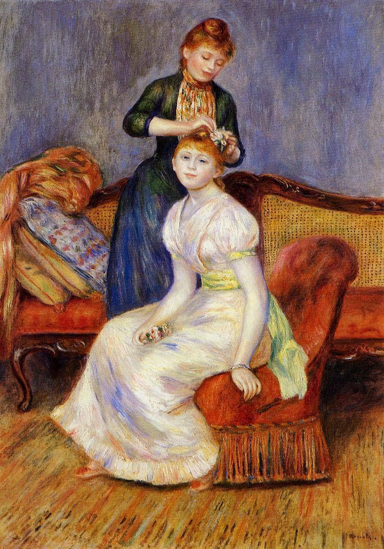 The Coiffure by Pierre-Auguste Renoir — hand-painted portrait oil painting reproduction on canvas