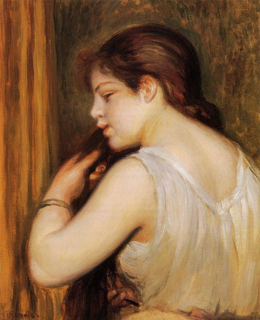 The Coiffure (Young Girl Combing Her Hair) by Pierre-Auguste Renoir — hand-painted portrait oil painting reproduction on canvas