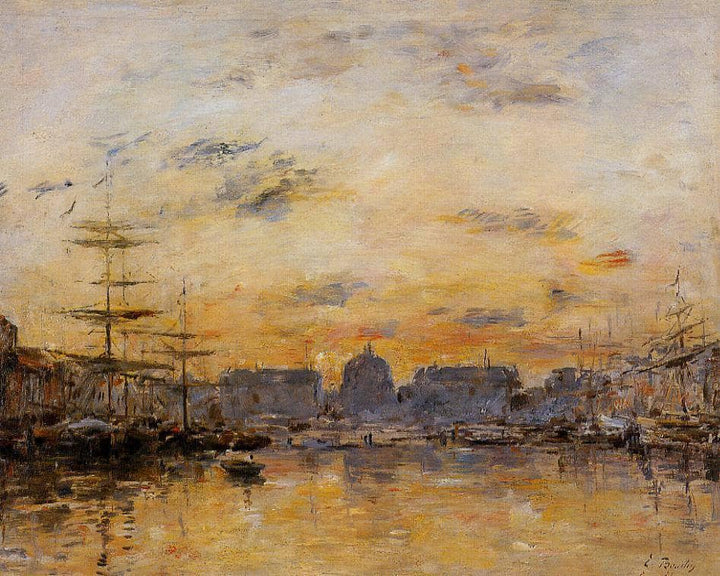 The Commerce Basin, Le Havre by Eugene Boudin — hand-painted landscape oil painting reproduction on canvas