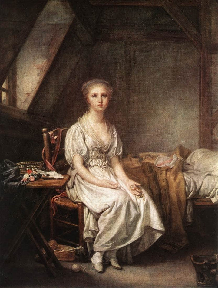 The Complain of the Watch by Jean-Baptiste Greuze — hand-painted portrait oil painting reproduction on canvas