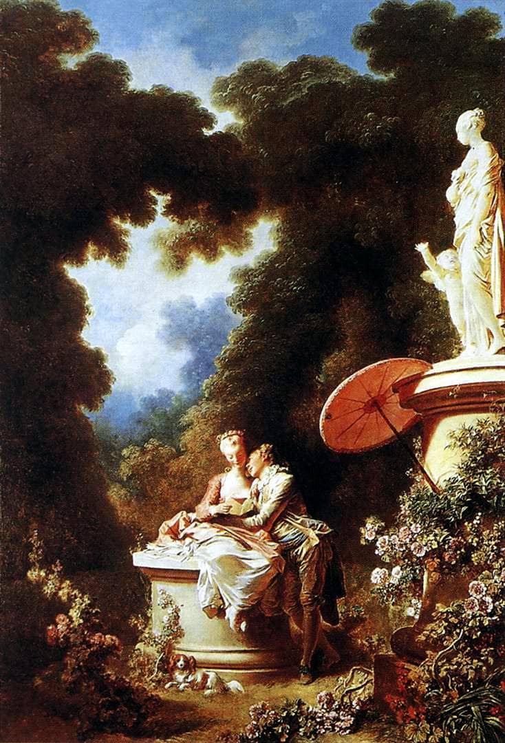 The Confession of Love by Jean-Honore Fragonard — hand-painted landscape oil painting reproduction on canvas