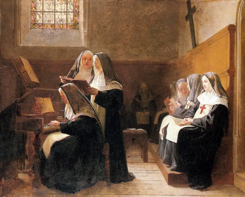 The Convent Choir by Jehan Georges Vibert — hand-painted portrait oil painting reproduction on canvas