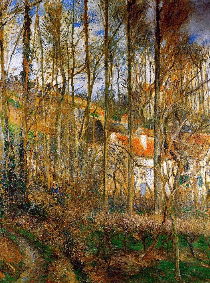 The Cote des Boeufs at l'Hermitage, near Pontoise by Camille Pissarro — hand-painted botanical oil painting reproduction on canvas