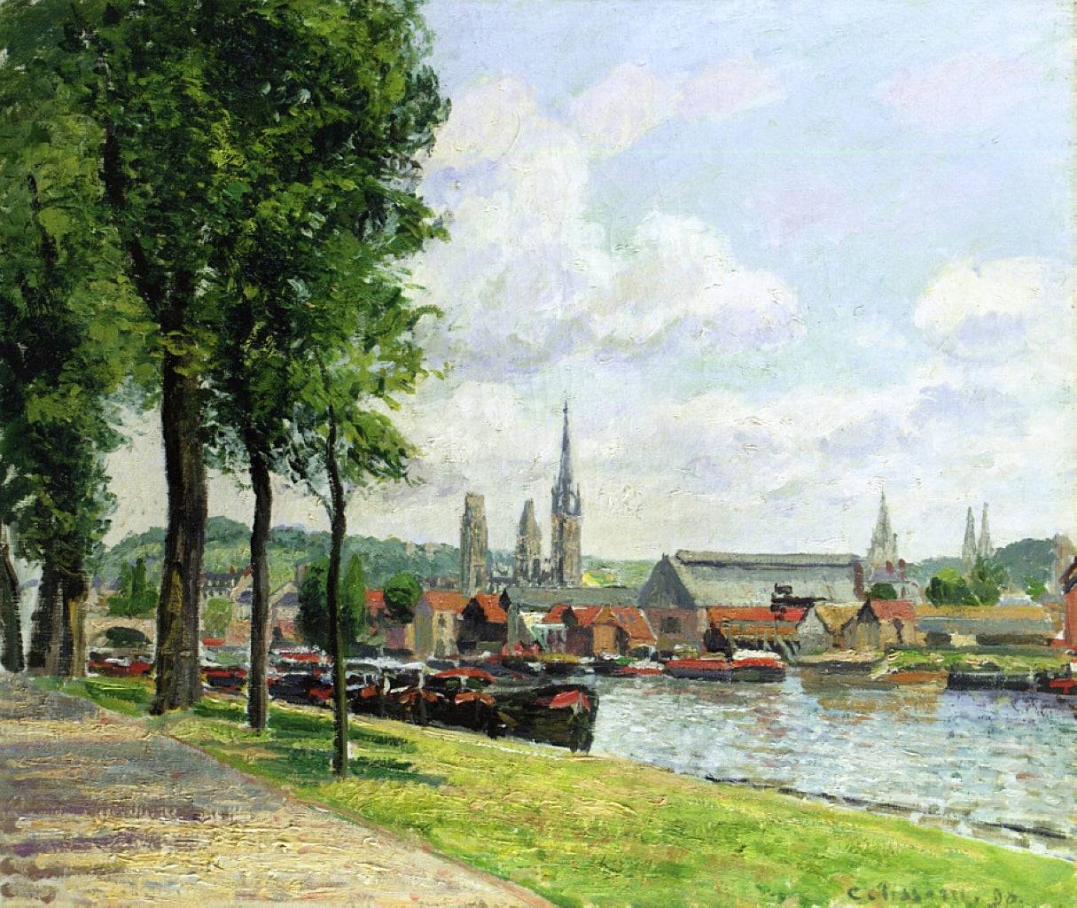 The Cours la Riene, The Notre Dame Cathedral, Rouen - Camille Pissarro