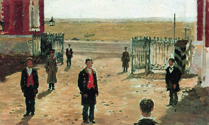 The Courtyard of Petrovsky Palace by Ilya Repin — hand-painted landscape oil painting reproduction on canvas