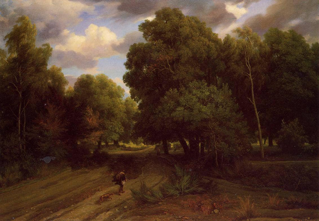 The Crossroads at the Eagle Nest, Forest of Fontainebleau by Charles-Francois Daubigny — hand-painted animal oil painting reproduction on canvas