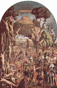 The Crucifixion and the Glorification the Ten Thousand Martyrs on Mount Ararat by Vittore Carpaccio — hand-painted cultural oil painting reproduction on canvas
