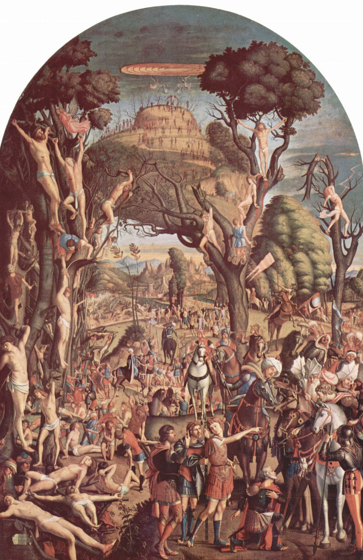 The Crucifixion and the Glorification the Ten Thousand Martyrs on Mount Ararat by Vittore Carpaccio — hand-painted cultural oil painting reproduction on canvas