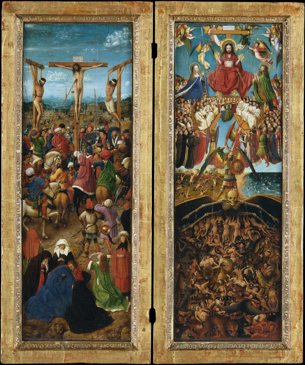 Crucifixion and Last Judgement diptych by Jan van Eyck — hand-painted cultural oil painting reproduction on canvas
